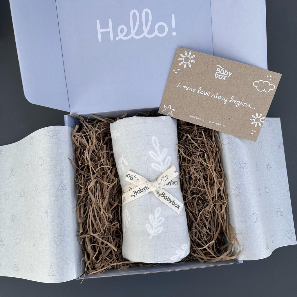 Muselina grande Grey Leafs